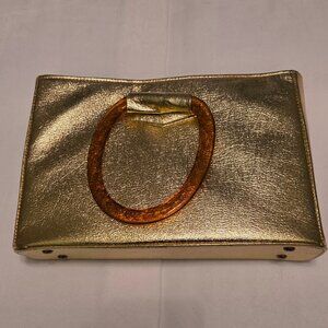 JR Julius Resnick Gold Tone Bag Purse Lucite Handles Rockabilly Y2K